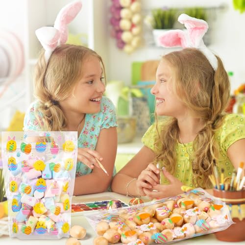 Frienda 60 Pcs Easter Plastic Candy Bags Bulk Easter Egg Zippered Treat Bags Bunny Goodie Bag with Handle Spring Party Favor Gift Pouch for Wedding Birthday Party Supplies - Image 5