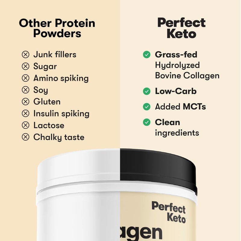 Perfect Keto Collagen Peptides Protein Powder with MCT Oil Grass Fed Hydrolyzed Collagen Type I  III Supplement Keto Coffee Creamer Vanilla - Image 2