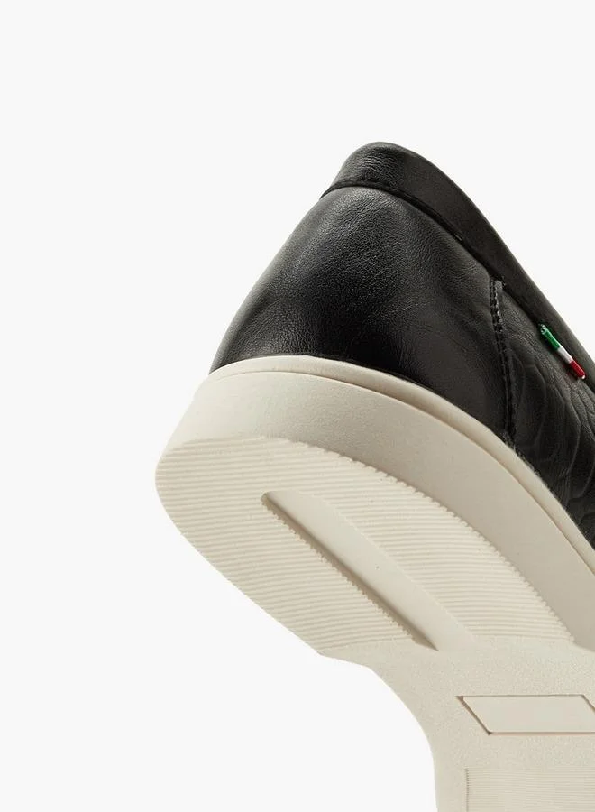 Renzo Ruganni BLACK Men Textured Slip-On Loafers for Men | Best Price UAE