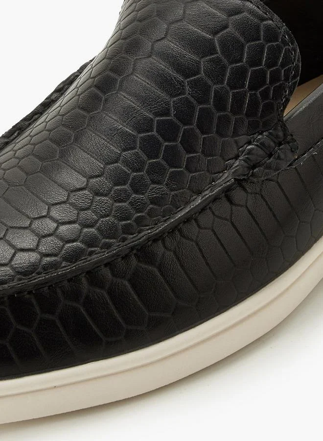 Renzo Ruganni BLACK Men Textured Slip-On Loafers for Men | Best Price UAE