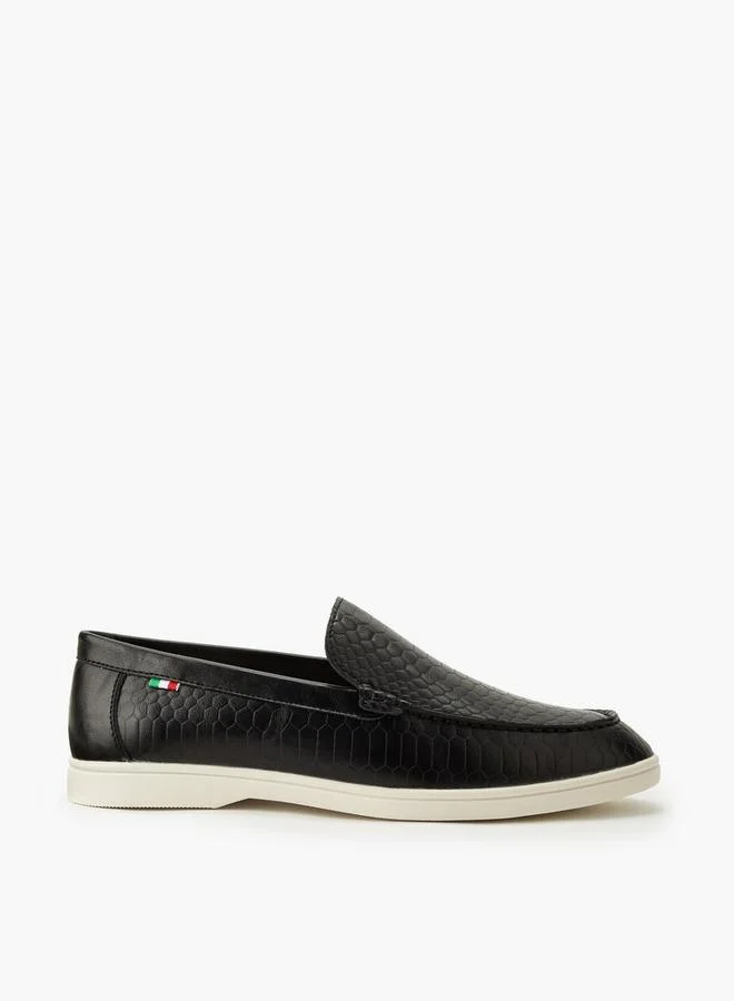 Renzo Ruganni BLACK Men Textured Slip-On Loafers for Men | Best Price UAE