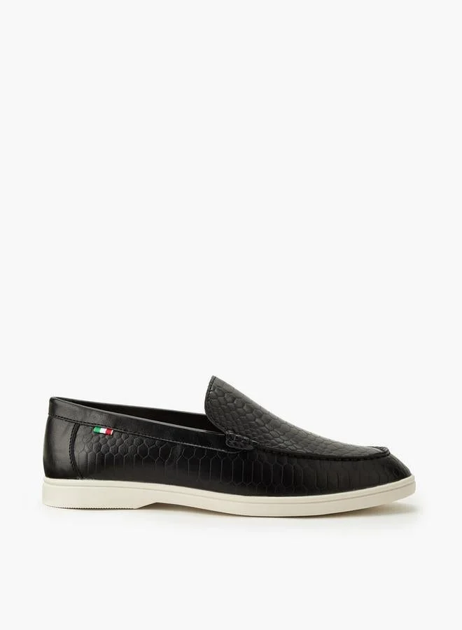 رينزو روجاني Men Textured Slip-On Loafers