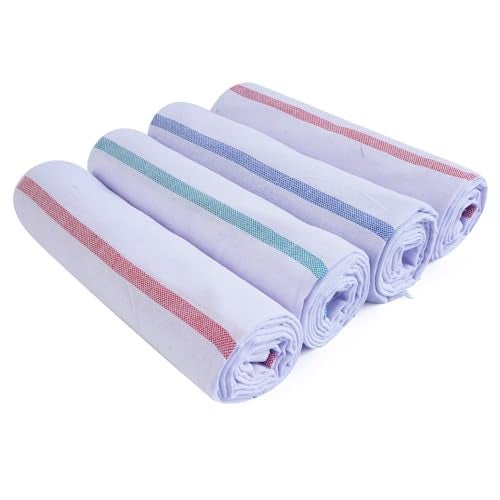 COMFORT WEAVE مناشف حمام كيرالا من قطن كومفورت ويف (ثورثو) عبوة من 4 قطع (30" X 60")، أبيض، 152.4X76.2 سم، 200 TC، 152.4 سنتيمتر - Image 1