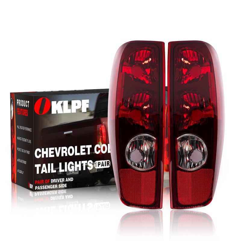 ضوء الفرامل الخلفي OKLPF متوافق مع شيفروليه كولورادو 2004-2012 و GMC كانيون استبدال GM2800164 GM2801164 مجموعة ضوء خلفي حمراء متضمنة صندوق فاخر جانب السائق والراكب