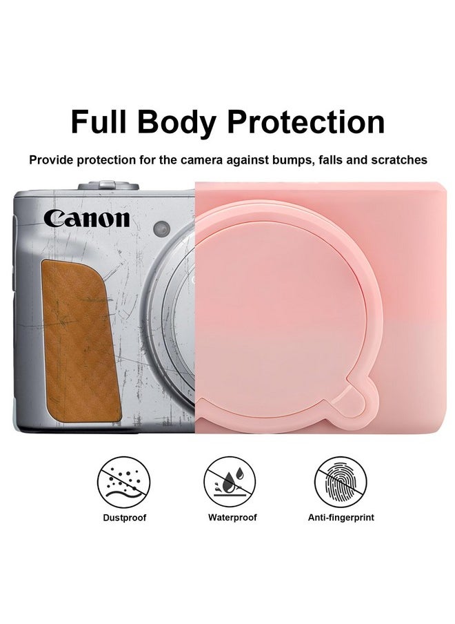 بوفك جراب سيليكون للكاميرا الرقمية Canon Powershot Sx740/ Sx730، جراب ناعم للكاميرا Sx740 مع غطاء عدسة قابل للإزالة، وردي دخاني  - Image 3