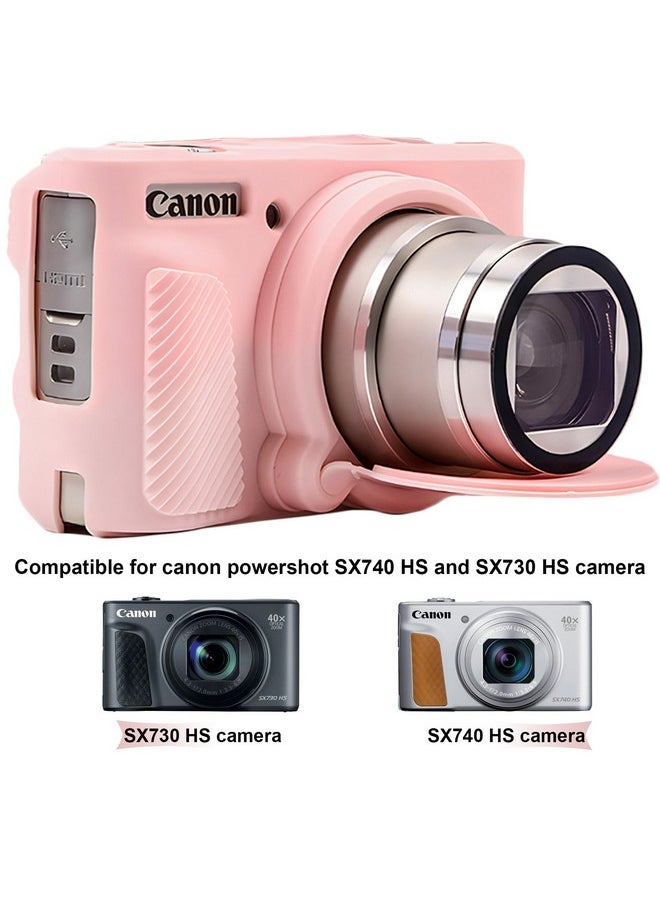 بوفك جراب سيليكون للكاميرا الرقمية Canon Powershot Sx740/ Sx730، جراب ناعم للكاميرا Sx740 مع غطاء عدسة قابل للإزالة، وردي دخاني  - Image 2