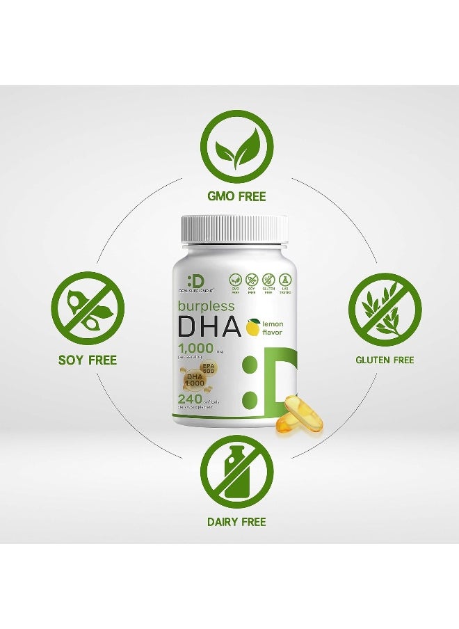 DEAL SUPPLEMENT Dha Supplements | 240 Softgels, Burpless, Lemon Flavor, Dha 1000Mg + Epa 500Mg, Wild Caught Fish, Rich In Omega-3S, Mercury Free, Non-Gmo, Support Brain Heart & Joint Health  - Image 3