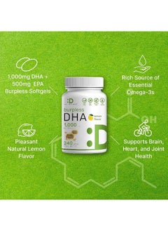 DEAL SUPPLEMENT Dha Supplements | 240 Softgels, Burpless, Lemon Flavor, Dha 1000Mg + Epa 500Mg, Wild Caught Fish, Rich In Omega-3S, Mercury Free, Non-Gmo, Support Brain Heart & Joint Health  - Image 4