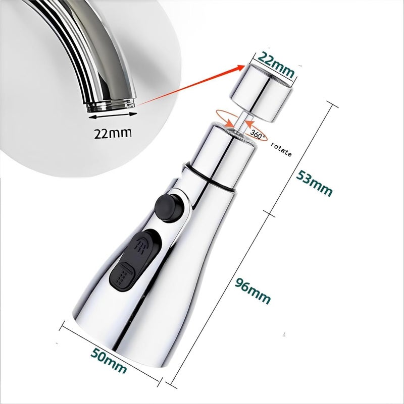 SHREE HANS CREATION 360 Rotatable Water Faucet Aerator Infinity 3 Mode Water Faucet Dual Flow Aerator Kitchen Sink Shower Sprayer Faucet and Swivel Filter Extender - Image 5