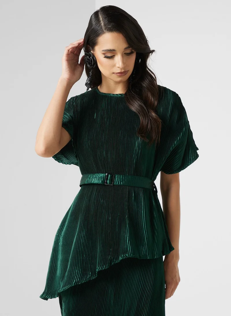 Khizana Pleated Tunic & Skirt Set