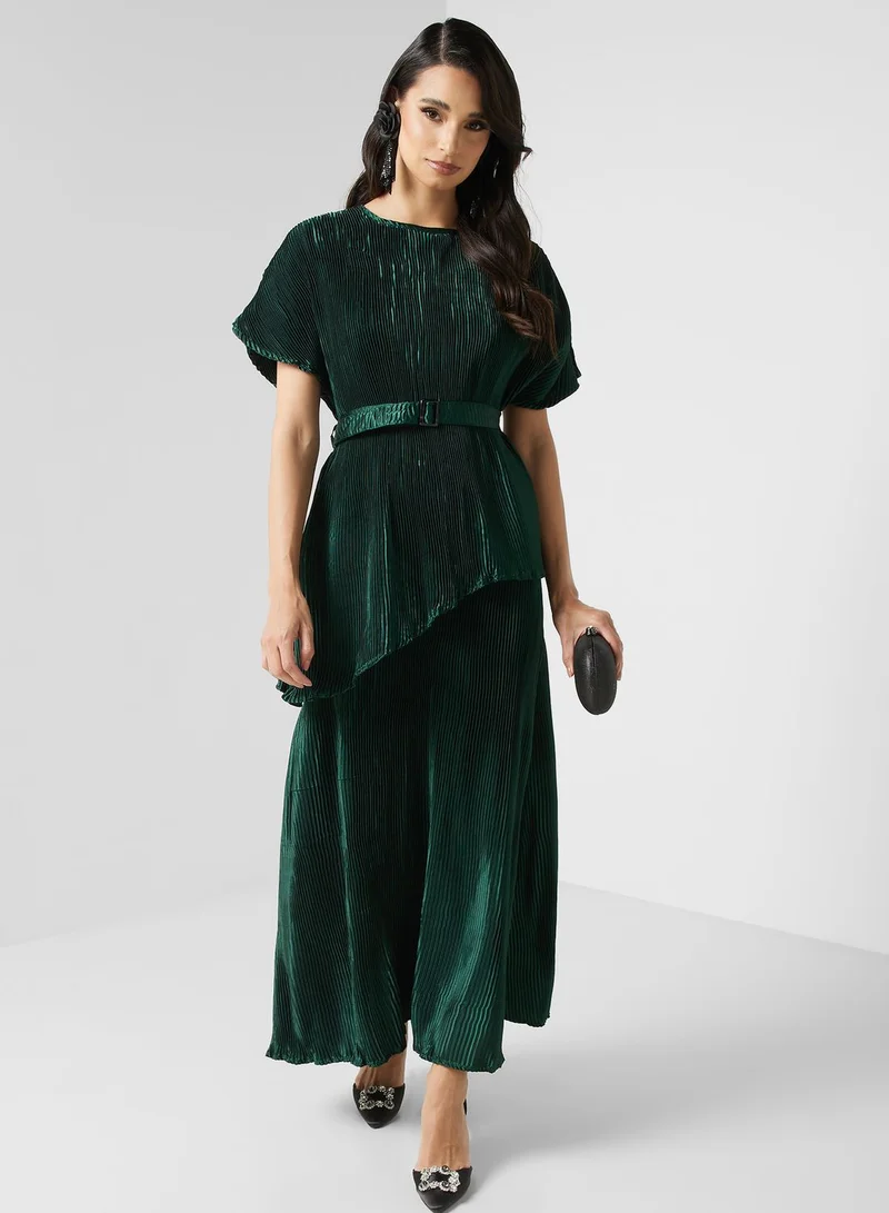 Khizana Pleated Tunic & Skirt Set