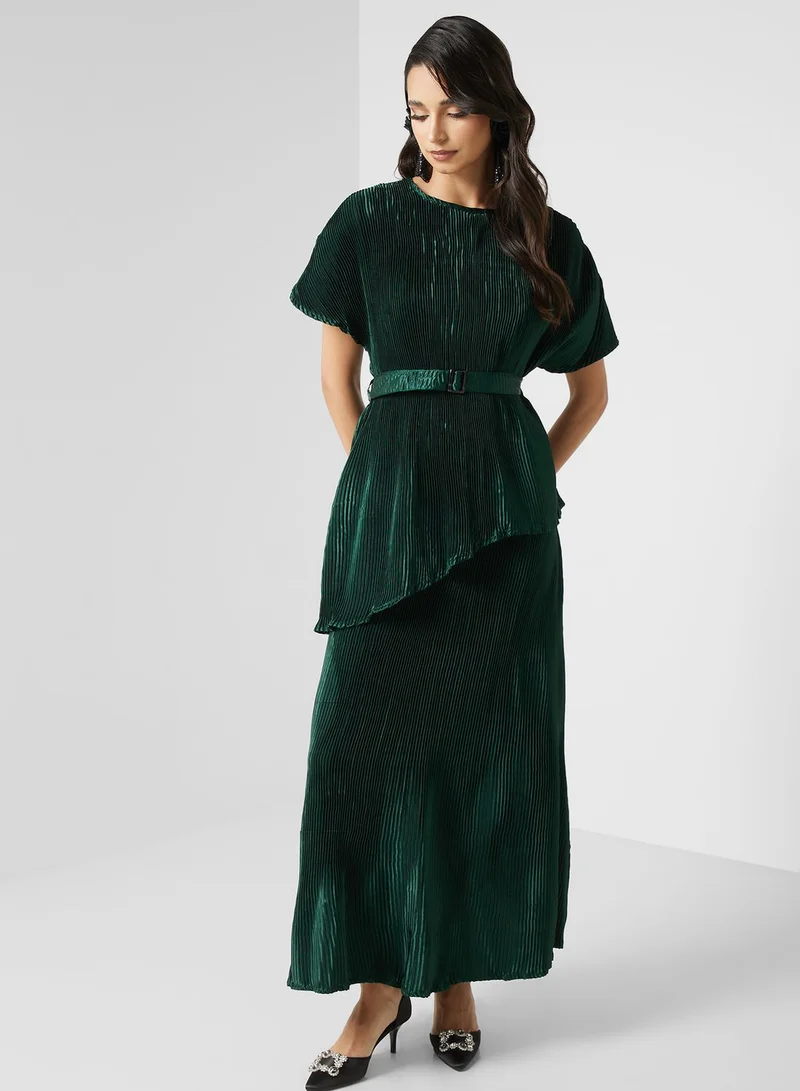 Khizana Pleated Tunic & Skirt Set