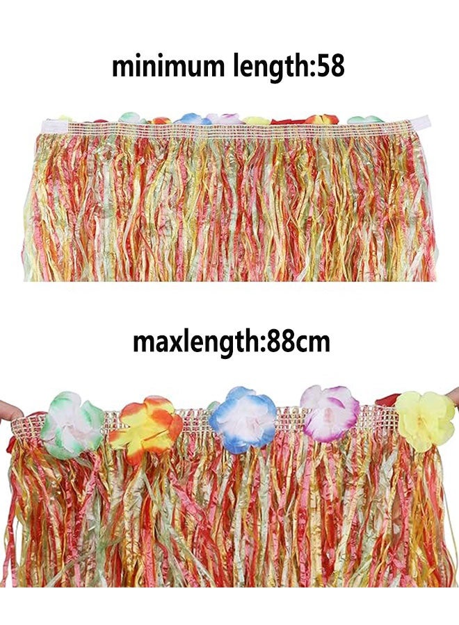 HAWAWA 8 Pcs Hawaiian Hula Grass Skirt Costume Kit with Flower Bikini Top, Hawaiian Lei for Women Luau Party Decors Dancing Hula  - Image 4