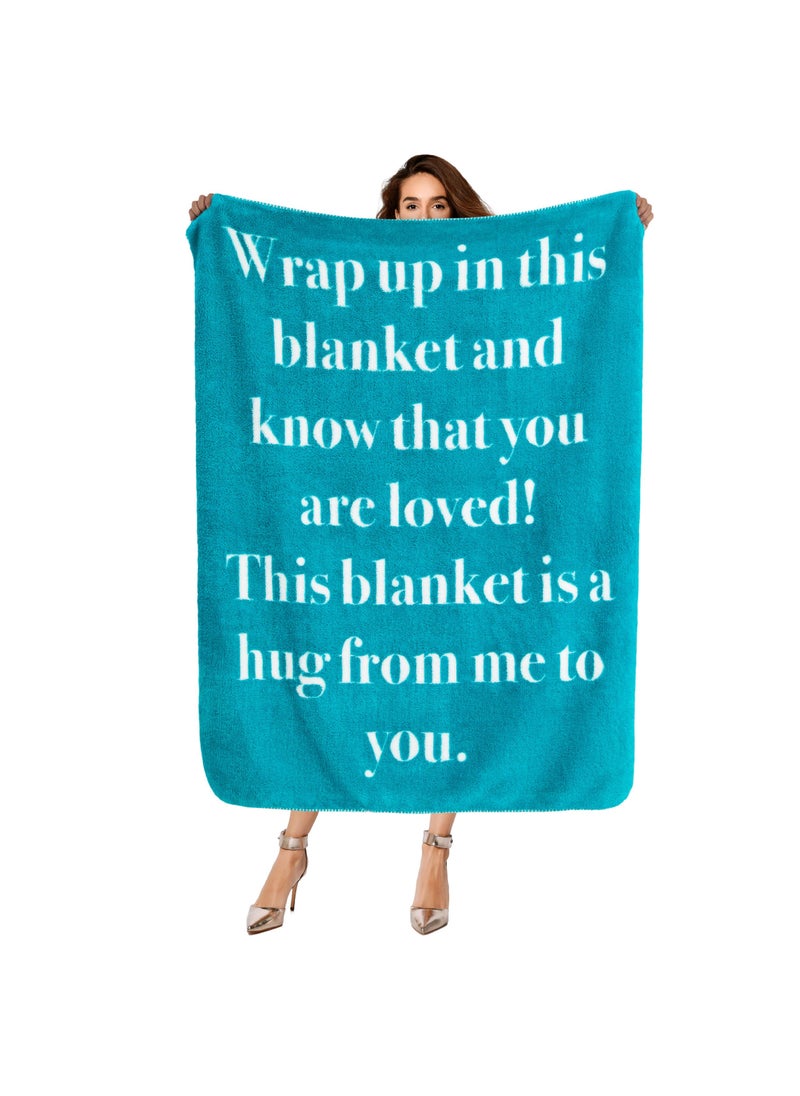 Bedsure Bedsure Get Well Soon Gifts for Women - After Surgery Blanket with Inspirational Words Sympathy Gift for Men Hug Soft Fleece Healing Blanket Teal 50x60 Inch  - Image 1