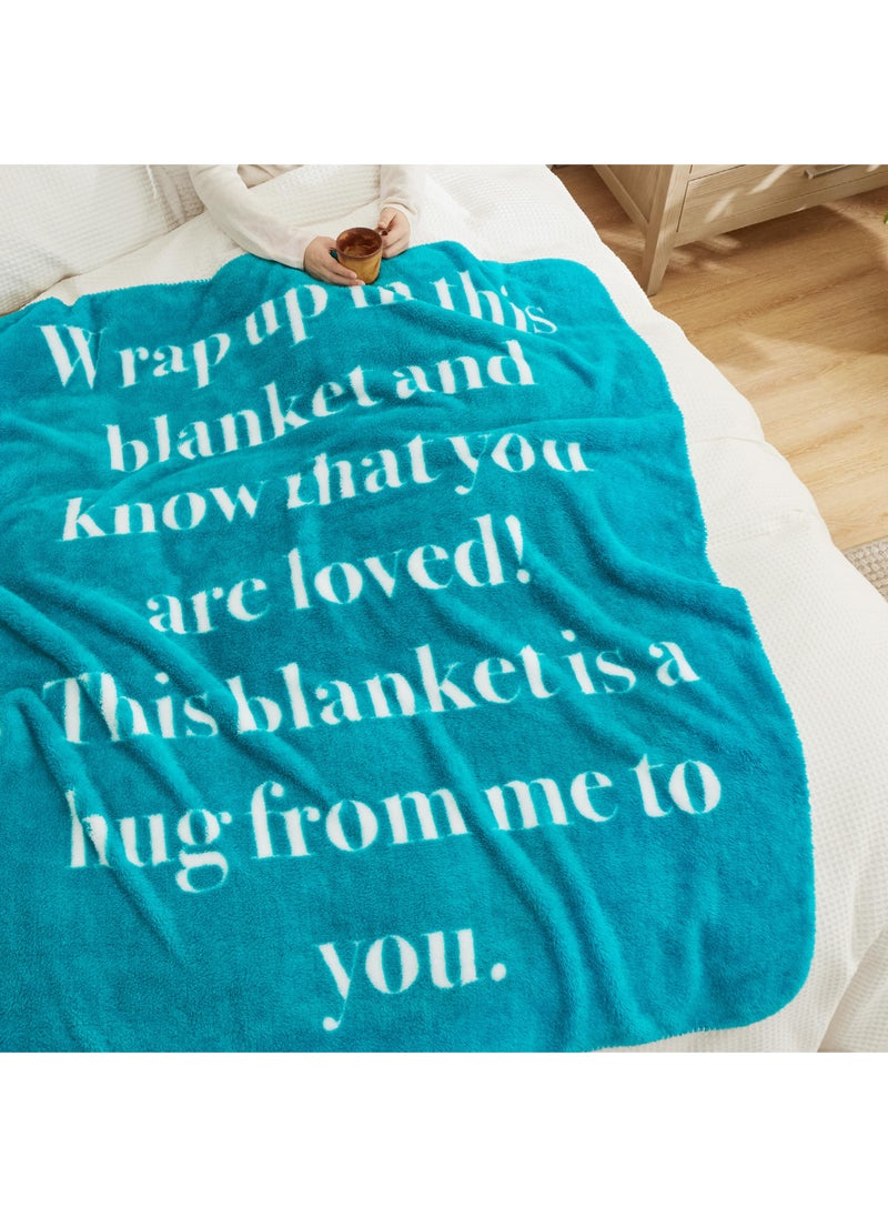 Bedsure Bedsure Get Well Soon Gifts for Women - After Surgery Blanket with Inspirational Words Sympathy Gift for Men Hug Soft Fleece Healing Blanket Teal 50x60 Inch  - Image 3
