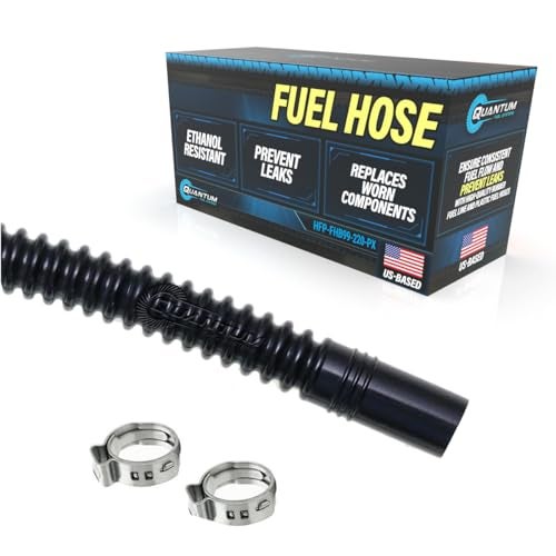 HFP QFS Black Corrugated Fuel Hose 220mm (8.6 in) x 9mm (0.35 in) - Includes Pex-Style Cinch Clamps, E85/Ethanol Compatible - Image 1