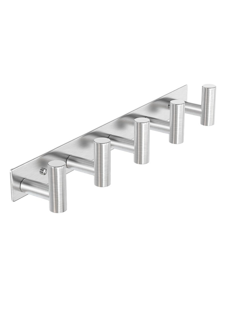 SYOSI Coat Rack Wall Mounted, 5 "T Shaped Wall Hooks for Hanging, Heavy Duty Stainless Steel Coat Hook Rail for Hat Towel Robes in Bathroom Kitchen Mudroom Entryway (Silver, 1 Pack)  - Image 1