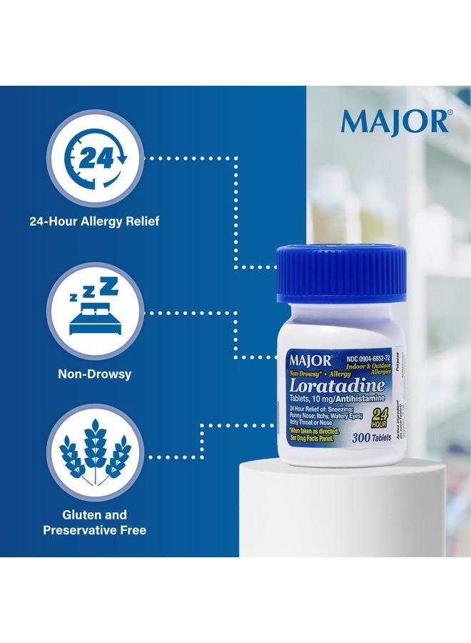 MAJOR Major Allergy Loratadine 10 mg Tablets - Non-Drowsy Allergy Medicine for Adults and Kids Ages 6+ - Promotes 24-Hour Allergy Relief - Daily Allergy Tablets - Antihistamine - 300 Tablets - Image 4