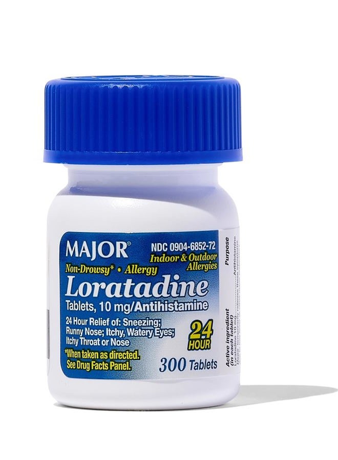 MAJOR Major Allergy Loratadine 10 mg Tablets - Non-Drowsy Allergy Medicine for Adults and Kids Ages 6+ - Promotes 24-Hour Allergy Relief - Daily Allergy Tablets - Antihistamine - 300 Tablets - Image 1