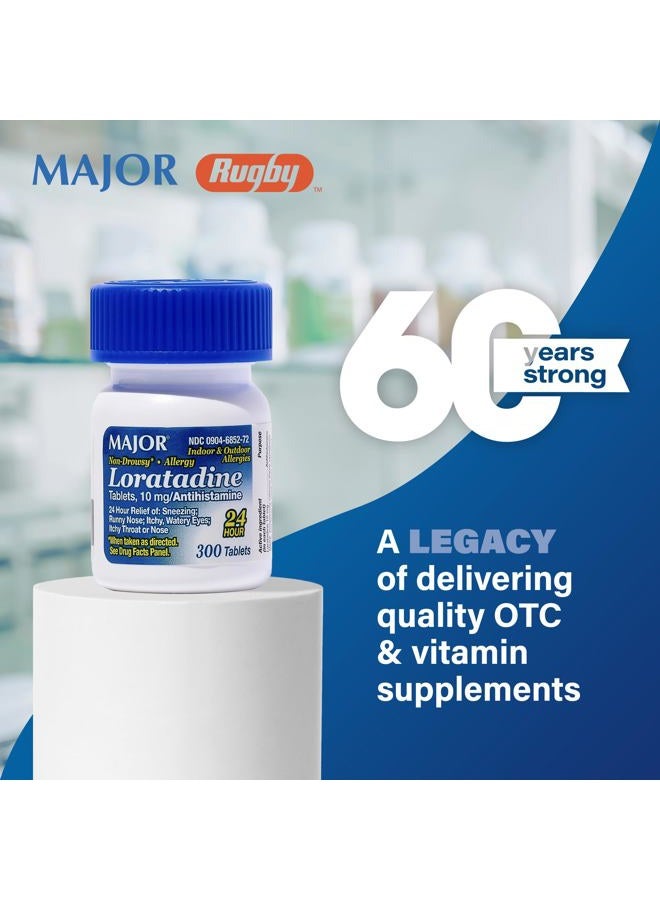 Major Allergy Loratadine 10 mg Tablets - Non-Drowsy Allergy Medicine for Adults and Kids Ages 6+ - Promotes 24-Hour Allergy Relief - Daily Allergy Tablets - Antihistamine - 300 Tablets - Image 3