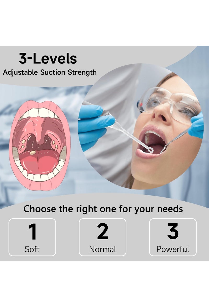 Self-Help Tonsil Stone Removal Kit, Rechargeable Electric Vacuum Cleaner with 3-Speed Adjustable Suction, Reusable Oral Care Tool for Eliminating Oral Odor