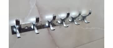 ZENITH 6 Pin Bathroom Cloth Hooks Hanger Wall Bedroom Bathroom Robe Hooks Rail for Hanging Keys,Clothes,Towel Steel Hook (Pack of 1, Silver), Stainless Steel (Double Pin Stainless Steel 1pc) - Image 3