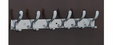 ZENITH 6 Pin Bathroom Cloth Hooks Hanger Wall Bedroom Bathroom Robe Hooks Rail for Hanging Keys,Clothes,Towel Steel Hook (Pack of 1, Silver), Stainless Steel (Double Pin Stainless Steel 1pc) - Image 5