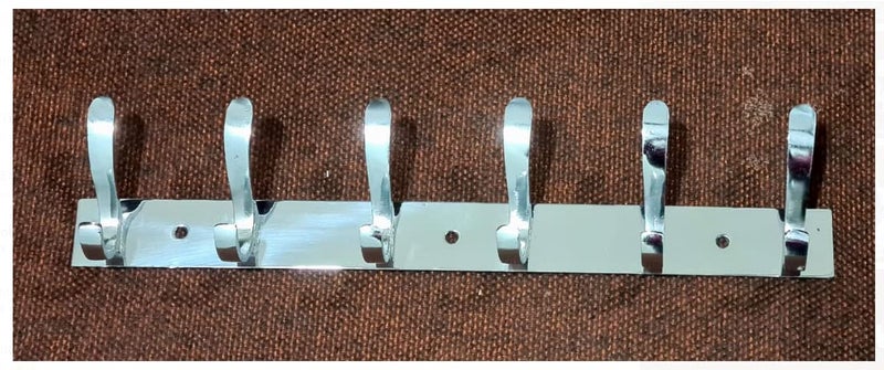 ZENITH 6 Pin Bathroom Cloth Hooks Hanger Wall Bedroom Bathroom Robe Hooks Rail for Hanging Keys,Clothes,Towel Steel Hook (Pack of 1, Silver), Stainless Steel (Double Pin Stainless Steel 1pc) - Image 4