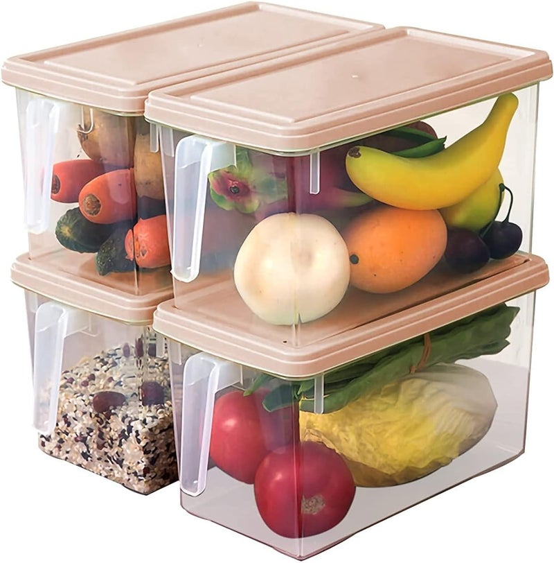 MineSign Plastic Food Storage Bins with Lids for Fridge 4 Pack Produce Saver Containers for Refrigerator Organization Stackable Freezer Organizer Fresh Keeper Container For Kitchen Purple - Image 1