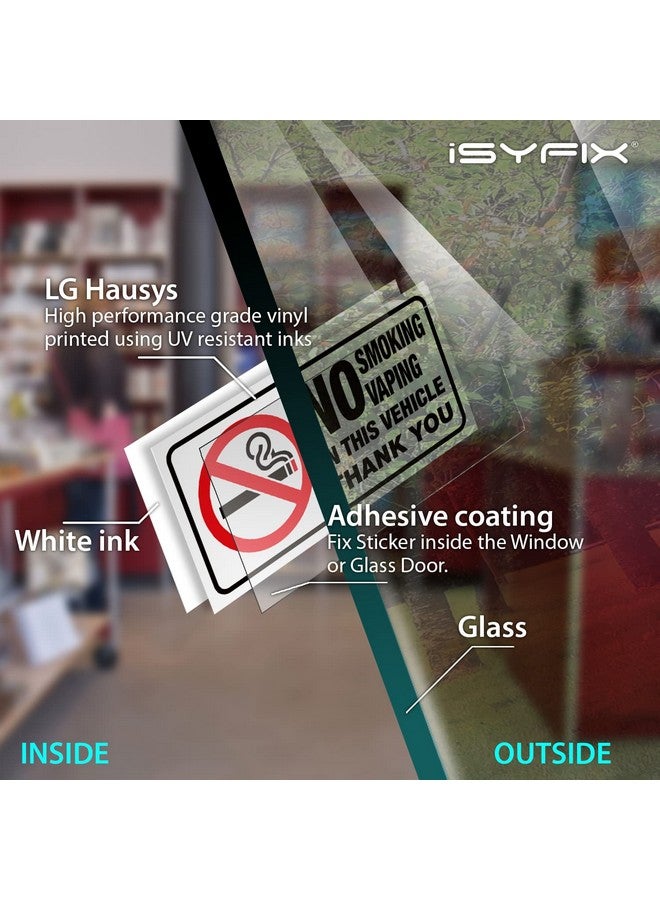 iSYFIX No Smoking No Vaping For Vehicles Stickers - 6 Pack 3X1.5 Inch - Premium Front Adhesive Vinyl, Labels, Laminated For Ultimate Uv, Weather, Scratch, Water & Fade Resistance, Indoor & Outdoor  - Image 3