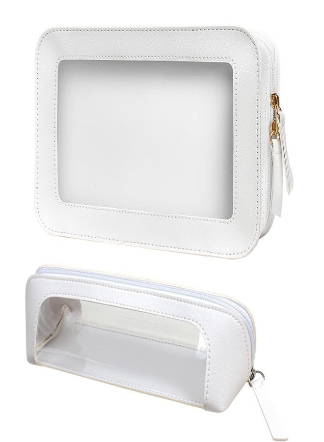 LETGO 2Pack Clear Makeup Bags, TSA Approved Toiletry Bag with Zipper, Clear Makeup Organizer Fit Carry-on Travel Car Accessories Essentials for Women (2Pack-White Set) - Image 1