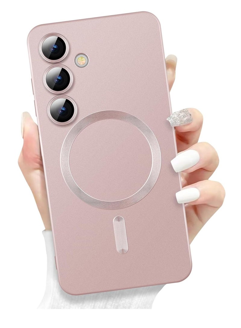 BORTONY Samsung Galaxy S24 5G Magnetic Case Cover Luxury Metallic Paint Silicone Phone Case Full Camera Lens Protector Shockproof Cover for Samsung Galaxy S24 5G - Image 1