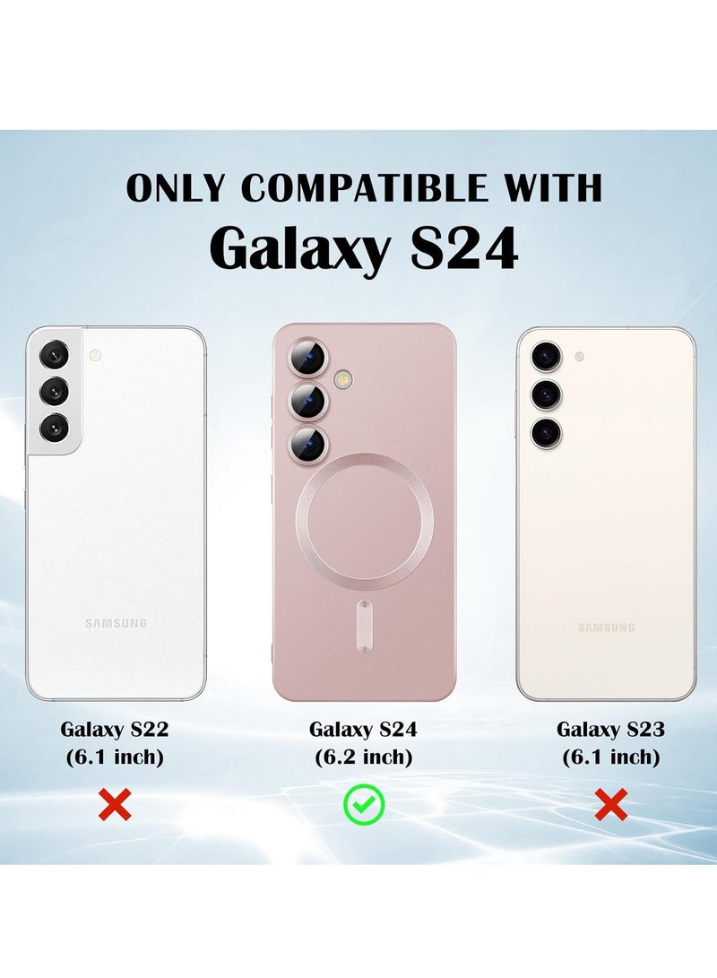 BORTONY Samsung Galaxy S24 5G Magnetic Case Cover Luxury Metallic Paint Silicone Phone Case Full Camera Lens Protector Shockproof Cover for Samsung Galaxy S24 5G - Image 2