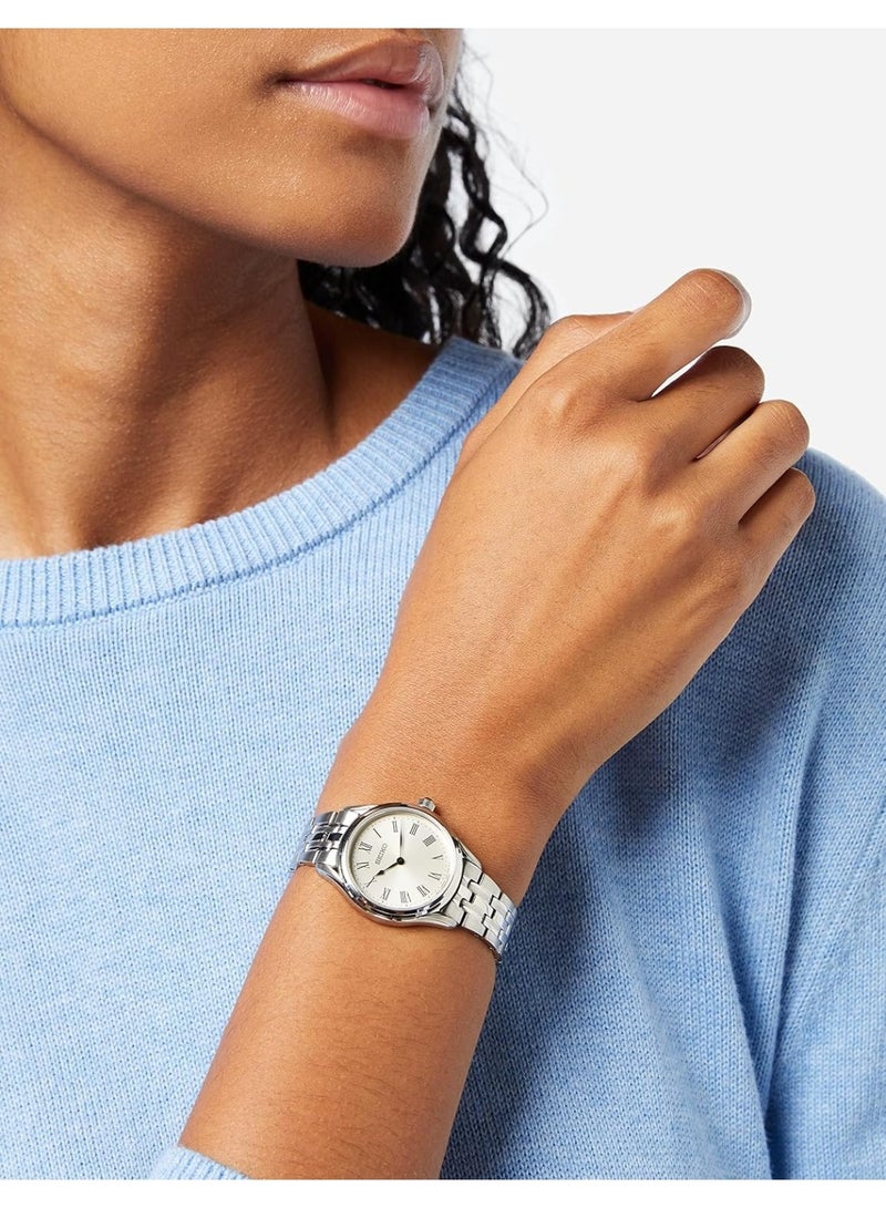 سيكو Classic Women’s Watch SWR069P1, 29 mm Cream Dial, Stainless Steel Case & Bracelet, Sapphire Crystal, 50 m WR - Image 2