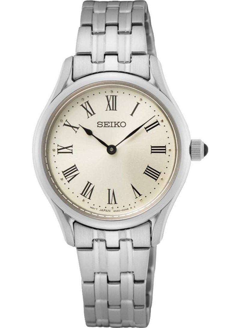 سيكو Classic Women’s Watch SWR069P1, 29 mm Cream Dial, Stainless Steel Case & Bracelet, Sapphire Crystal, 50 m WR - Image 1