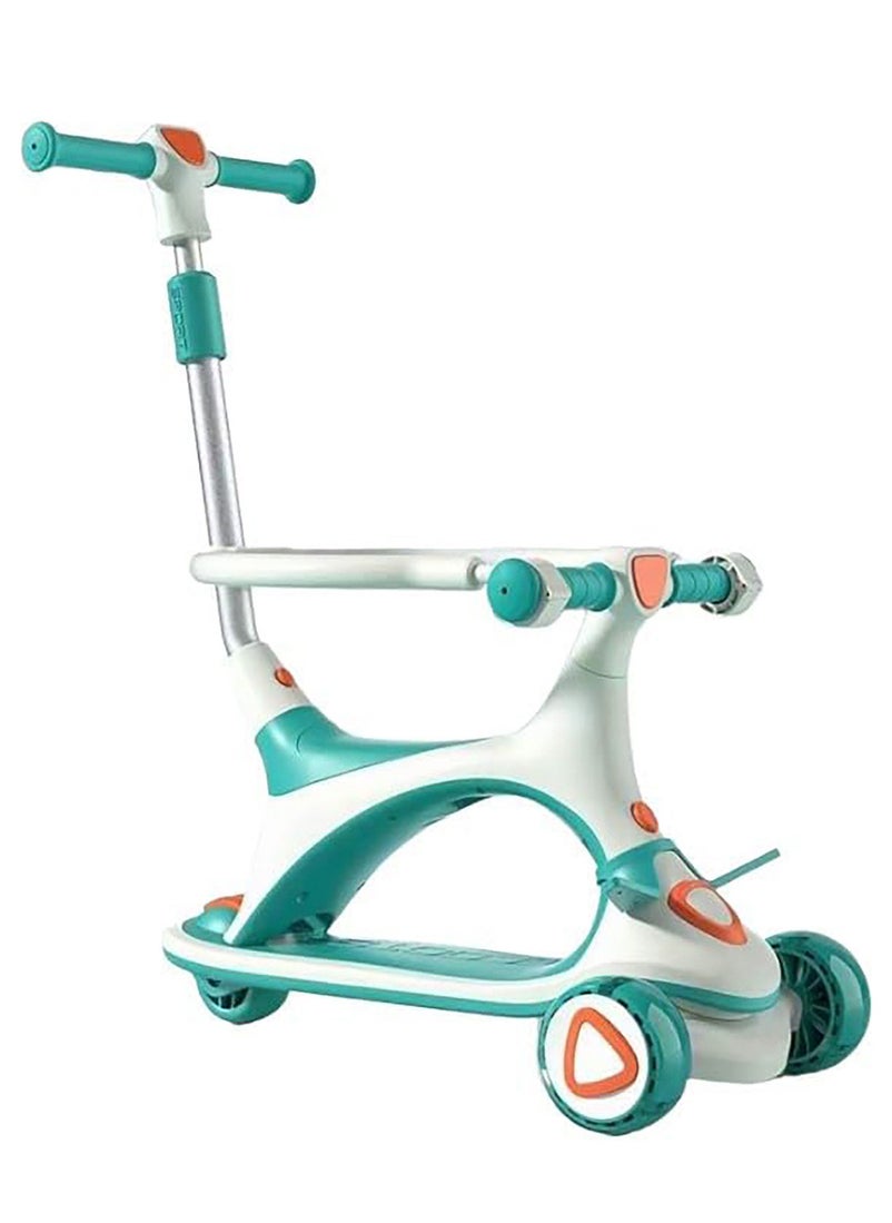 Top Gear Top Gear 4 in 1 Scooter TG 688 Stroller and Buggy with Push Handle and PU Lighting Wheels with Leather Cover for Kids - Green 