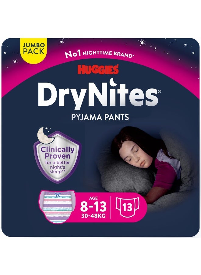 هجيز حفاضات هجيز دراي نايتس بيجاما، عبوة جامبو، من ٨ إلى ١٣ سنة، وزن من ٣٠ إلى ٤٨ كجم | حماية من التبول اللاإرادي ليلاً للأولاد والبنات - Image 1