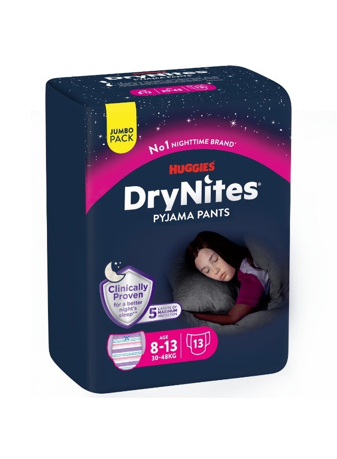 هجيز حفاضات هجيز دراي نايتس بيجاما، عبوة جامبو، من ٨ إلى ١٣ سنة، وزن من ٣٠ إلى ٤٨ كجم | حماية من التبول اللاإرادي ليلاً للأولاد والبنات - Image 2