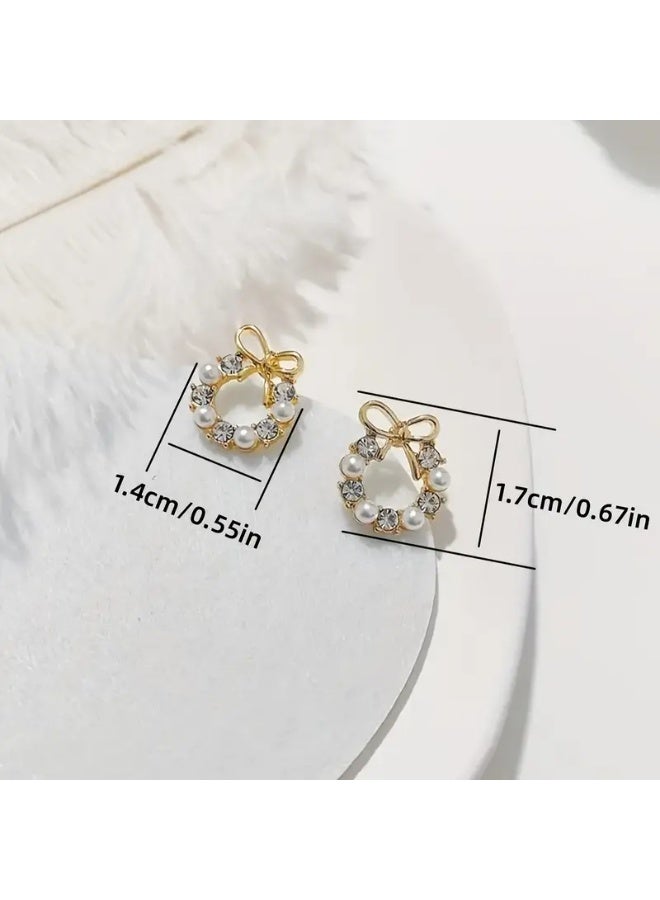 Goolsky Elegant Faux Pearl Bow Stud Earrings – Chic & Comfortable, Perfect for Parties & Casual Attire, Faux Pearl Bow Design, Hypoallergenic - Image 4