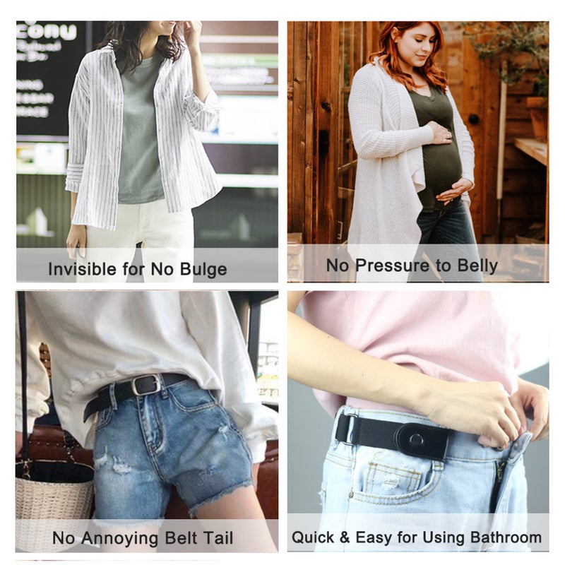 Macoking macoking No Buckle Stretch Belt for Women/Men Invisible Elastic Buckle Free Belts Black  - Image 4