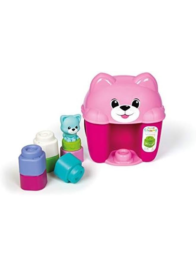 كلمينتوني لعبة دلو القطة الناعمة مع المكعبات 7 قطع للأطفال من عمر 6 أشهر فما فوق - Image 3