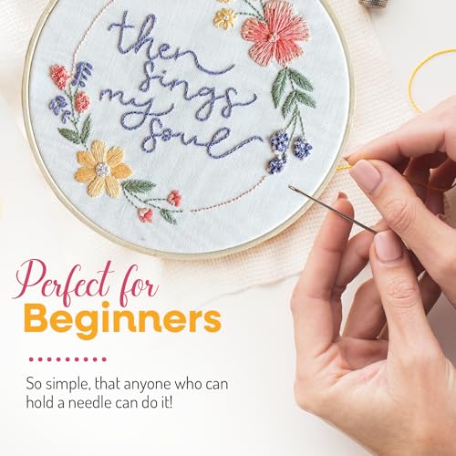 Elly and Grace Elly & Grace Christian Embroidery Kit with Embroidery Hoop, Easy Embroidery Kit for Beginners and Adults, Full Embroidery Hoop Kit with Needles and Thread Included (Then Sings My Soul) - Image 3