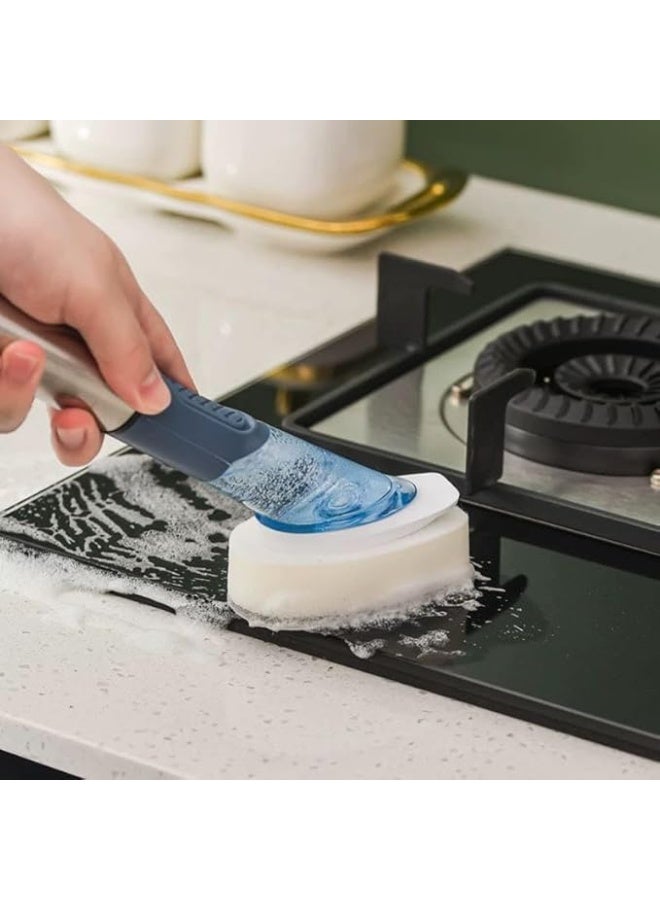 فرشاة أطباق 3 في 1 مزودة بخزان للصابون و3 فرش قابلة للتبديل - Image 1