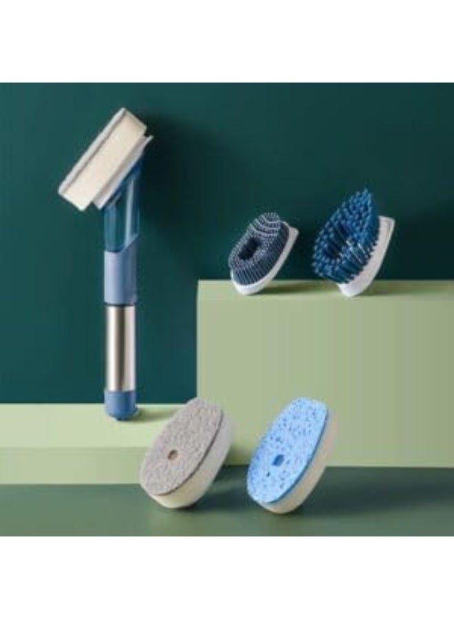فرشاة أطباق 3 في 1 مزودة بخزان للصابون و3 فرش قابلة للتبديل - Image 3