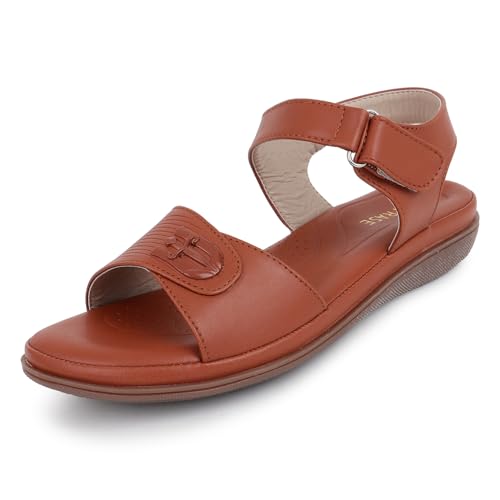 TRASE Misty Women Stylish Footwear, Flats Sandals (Tan, 5 UK) - Image 1