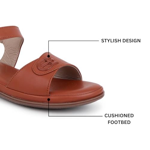 TRASE Misty Women Stylish Footwear, Flats Sandals (Tan, 5 UK) - Image 2