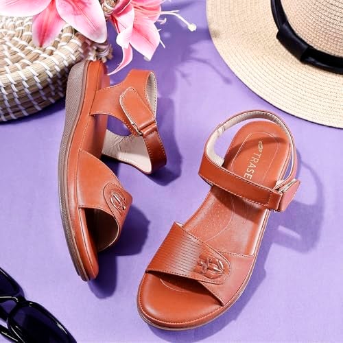 TRASE Misty Women Stylish Footwear, Flats Sandals (Tan, 5 UK) - Image 5