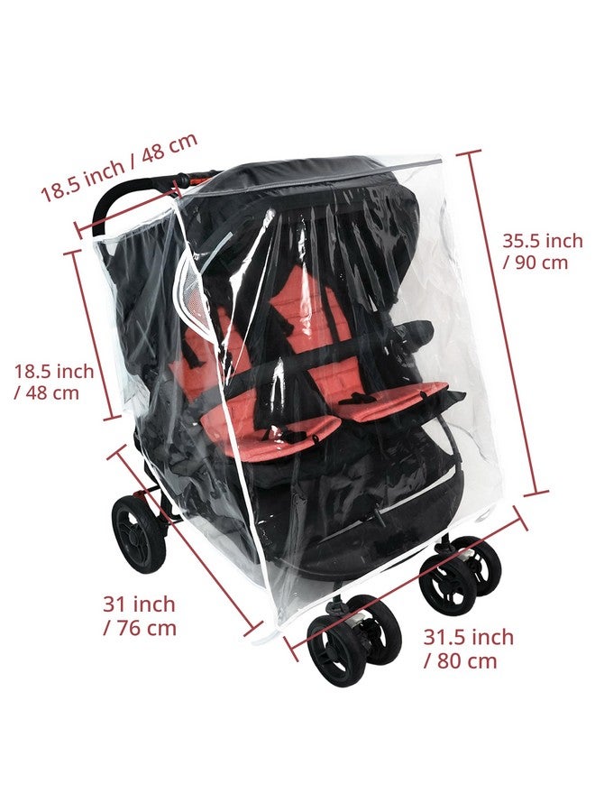 Ezkindheit Double Stroller Rain Cover, Universal Waterproof Windproof Rain Shield for Side by Side Twin Baby Strollers, Outdoor Accessories for Jogger and Umbrella Strollers - Image 4