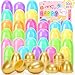 SevenQ Plastic Easter Eggs Fillable 100Pcs 24 Empty Colorful and Golden Eggs for Easter Basket Stuffers Gifts for Kids Party Favors Pinata Treasure Box Toys Classroom Goodie Bags Egg Hunt Supplies - Image 2