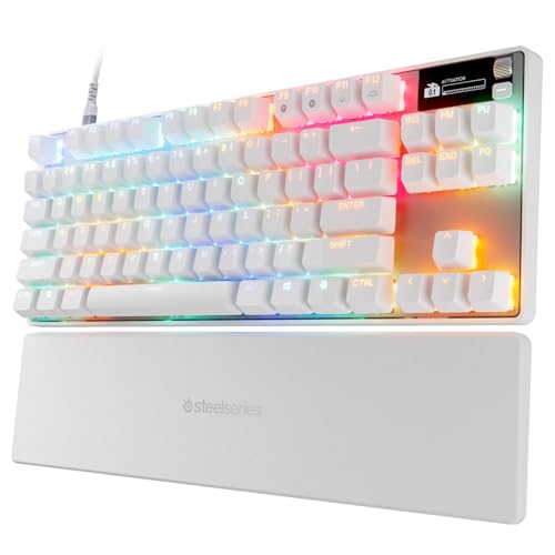 SteelSeries Apex Pro TKL Gen 3 White OmniPoint 3.0 Switches — Adjustable Actuation — Rapid Trigger — Game-Ready Presets — Protection Mode — Rapid Tap/SOCD — OLED — RGB — PBT Keycaps — USB-C - Image 1